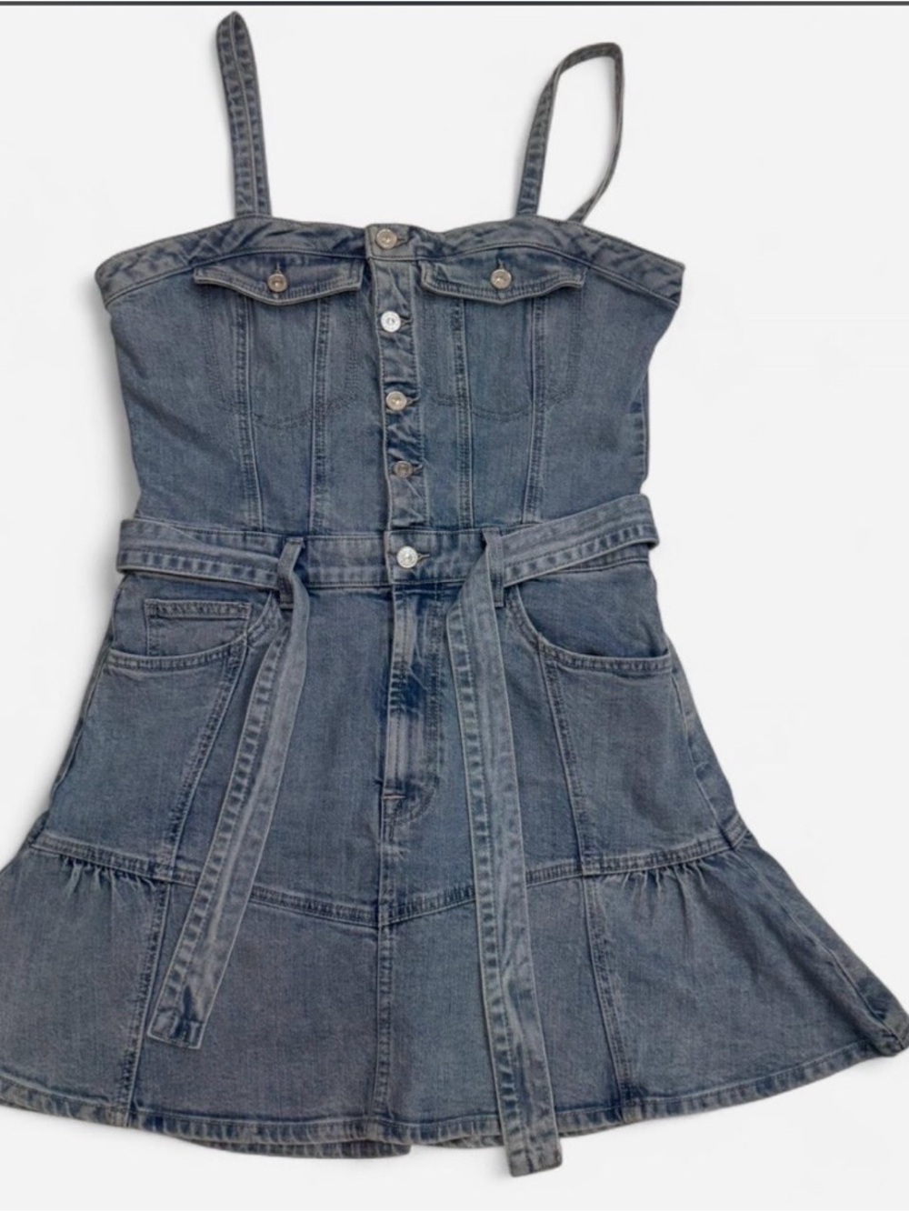7 For All Mankind Denim Mini Dress in Washed Blue